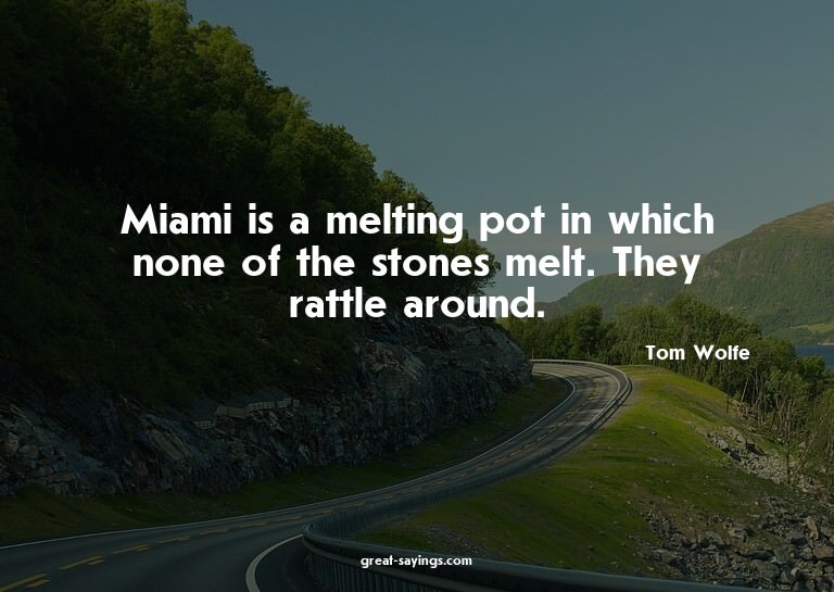 Miami is a melting pot in which none of the stones melt