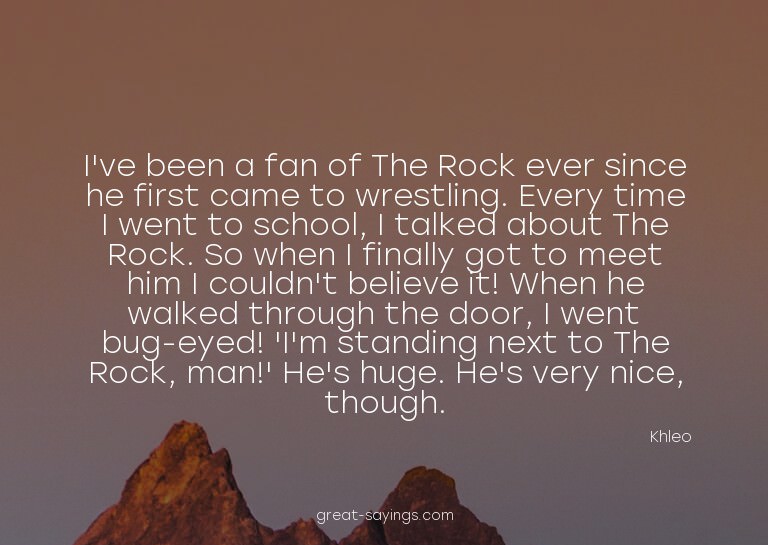 I've been a fan of The Rock ever since he first came to