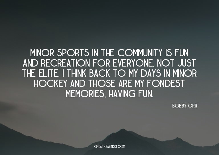 Minor sports in the community is fun and recreation for