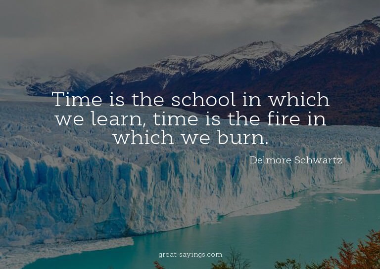 Time is the school in which we learn, time is the fire