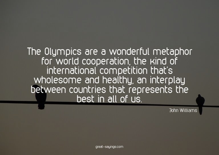 The Olympics are a wonderful metaphor for world coopera
