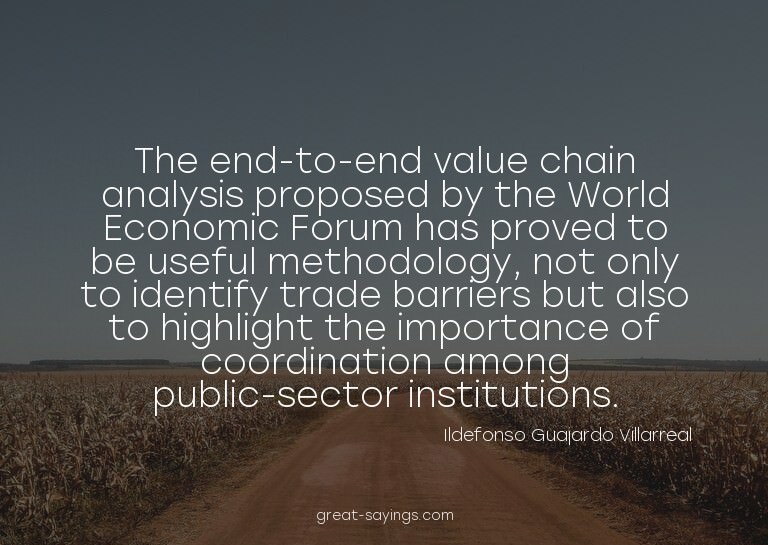 The end-to-end value chain analysis proposed by the Wor