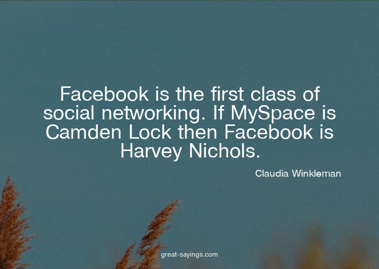 Facebook is the first class of social networking. If My