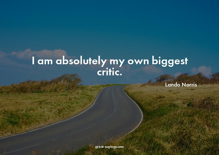I am absolutely my own biggest critic.

