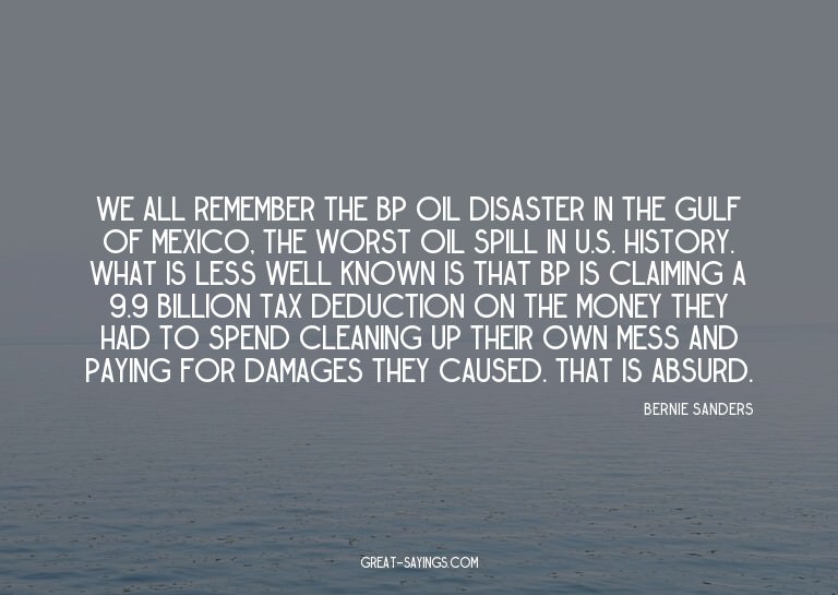We all remember the BP oil disaster in the Gulf of Mexi
