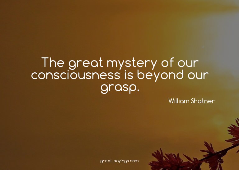 The great mystery of our consciousness is beyond our gr