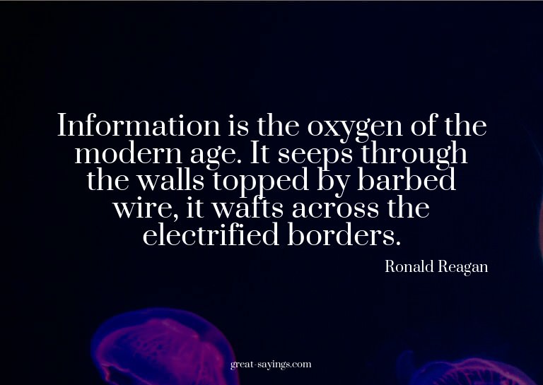 Information is the oxygen of the modern age. It seeps t