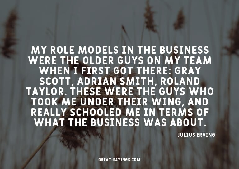 My role models in the business were the older guys on m