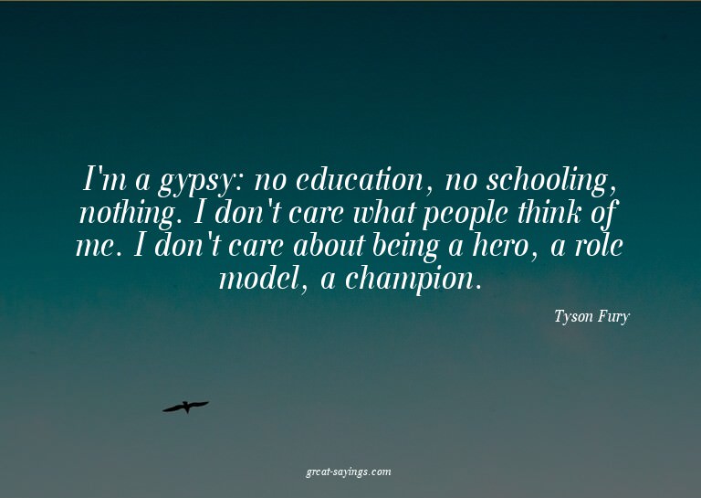 I'm a gypsy: no education, no schooling, nothing. I don