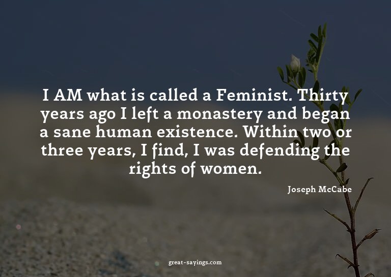 I AM what is called a Feminist. Thirty years ago I left