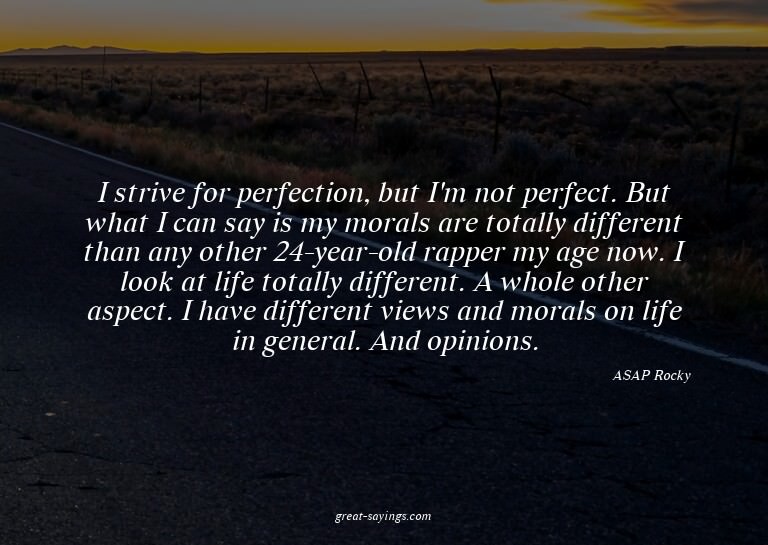I strive for perfection, but I'm not perfect. But what