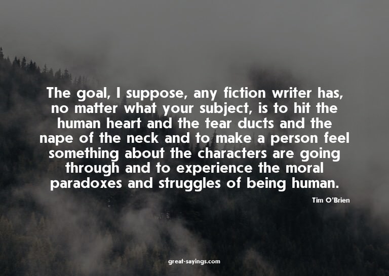 The goal, I suppose, any fiction writer has, no matter