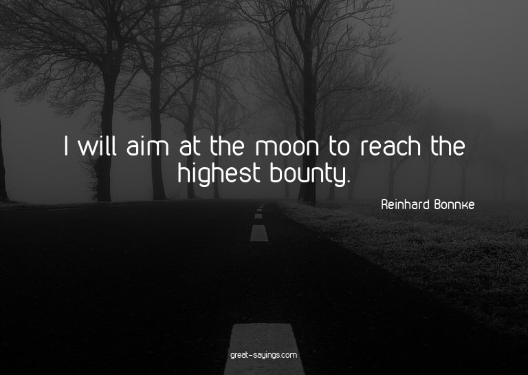 I will aim at the moon to reach the highest bounty.

