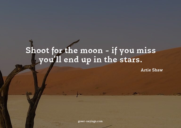 Shoot for the moon - if you miss you'll end up in the s