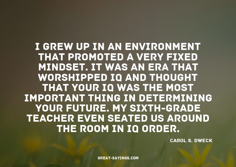 I grew up in an environment that promoted a very fixed