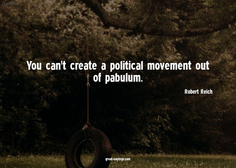 You can't create a political movement out of pabulum.

