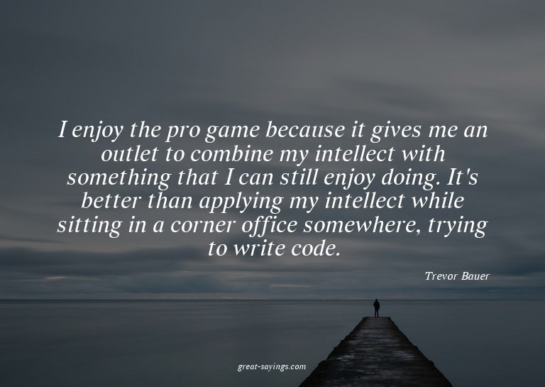 I enjoy the pro game because it gives me an outlet to c