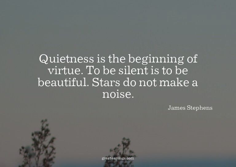 Quietness is the beginning of virtue. To be silent is t
