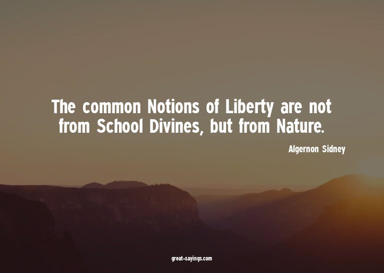 The common Notions of Liberty are not from School Divin