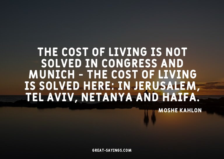The cost of living is not solved in Congress and Munich