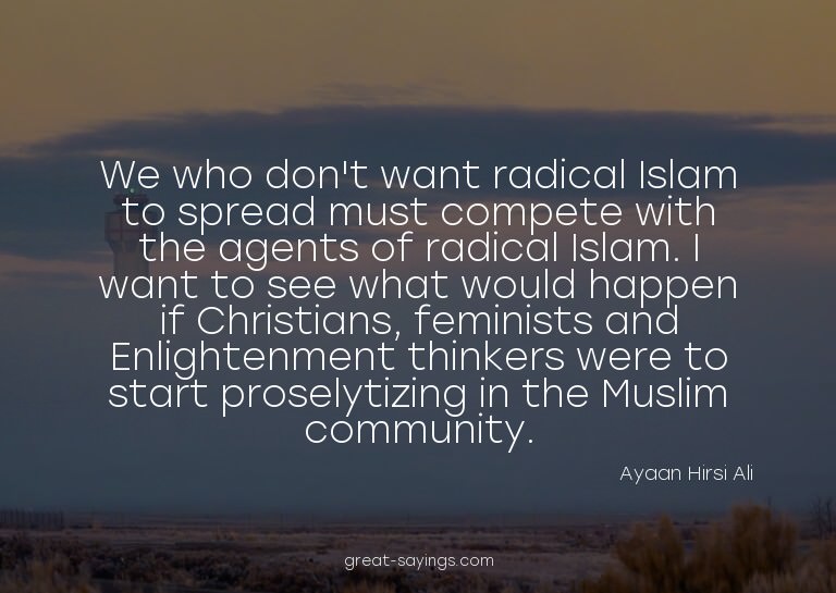 We who don't want radical Islam to spread must compete