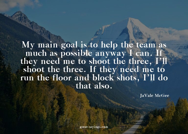 My main goal is to help the team as much as possible an