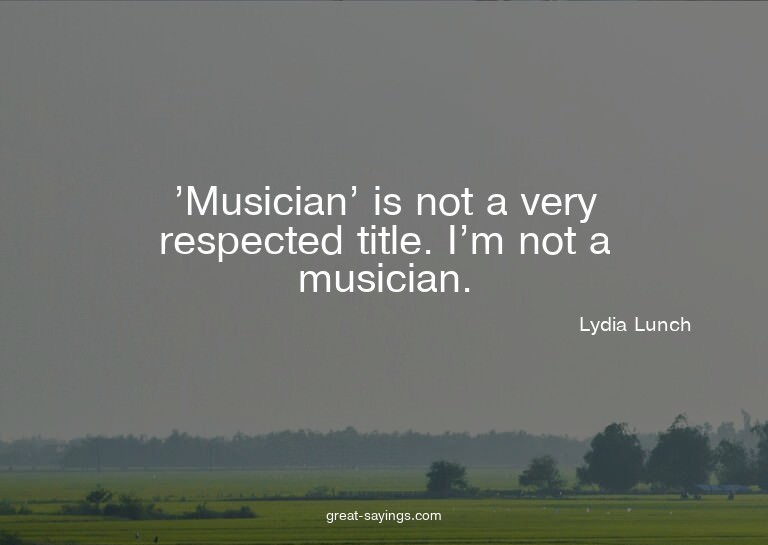 'Musician' is not a very respected title. I'm not a mus