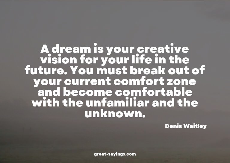 A dream is your creative vision for your life in the fu