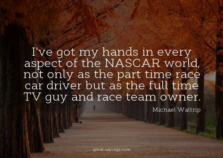 I've got my hands in every aspect of the NASCAR world,