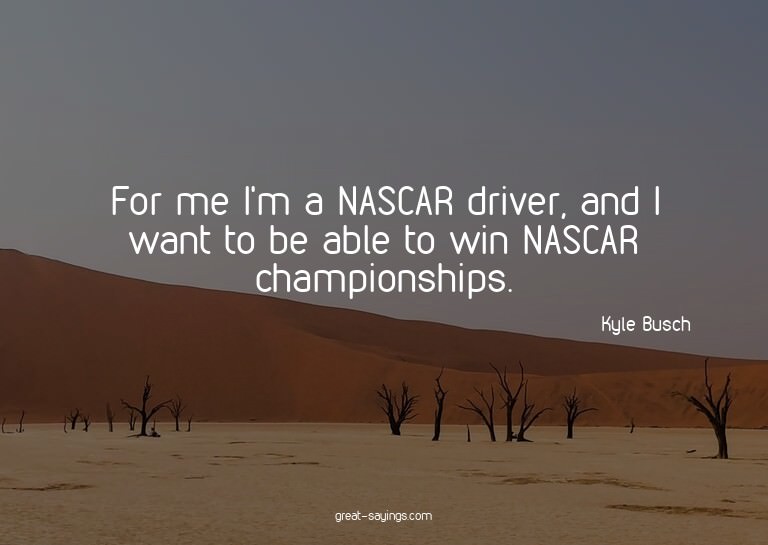 For me I'm a NASCAR driver, and I want to be able to wi