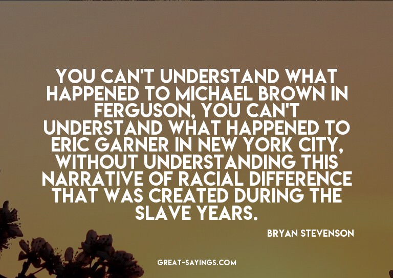 You can't understand what happened to Michael Brown in