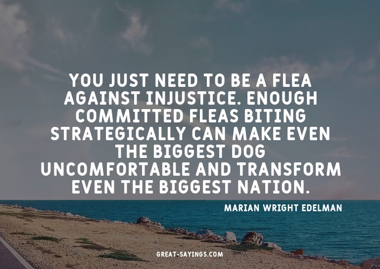 You just need to be a flea against injustice. Enough co