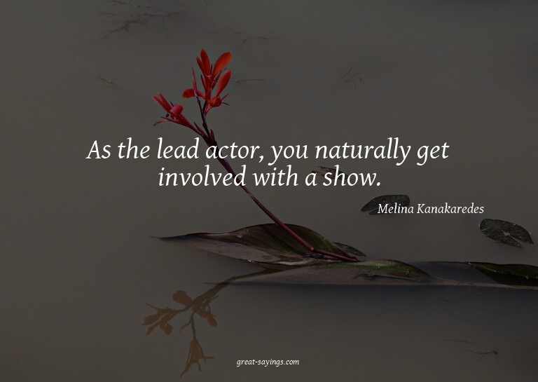 As the lead actor, you naturally get involved with a sh