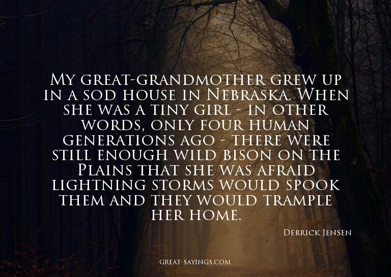 My great-grandmother grew up in a sod house in Nebraska
