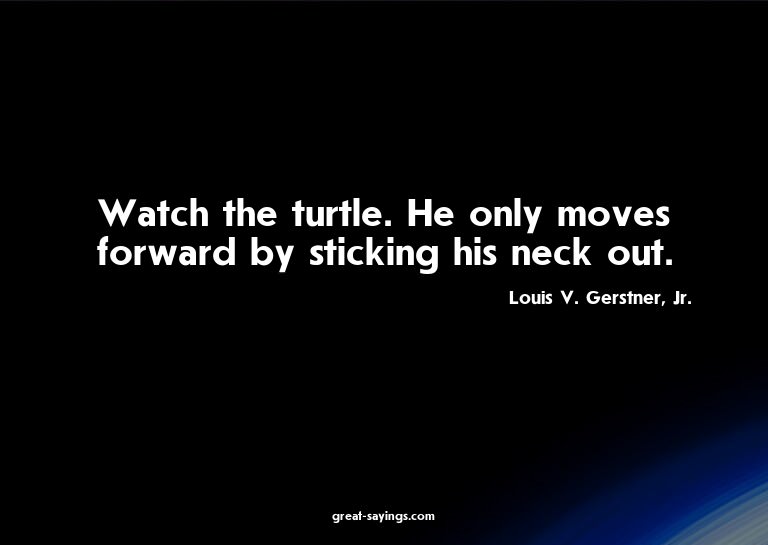 Watch the turtle. He only moves forward by sticking his