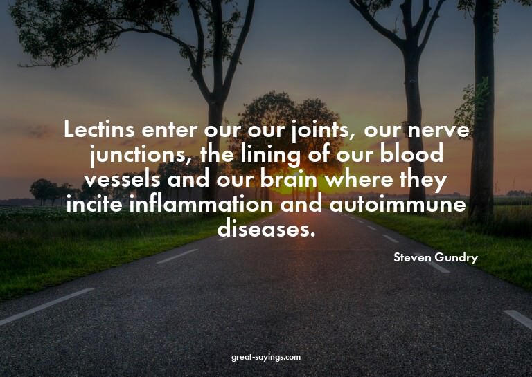 Lectins enter our our joints, our nerve junctions, the