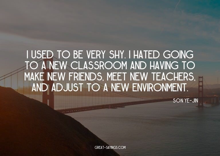 I used to be very shy. I hated going to a new classroom
