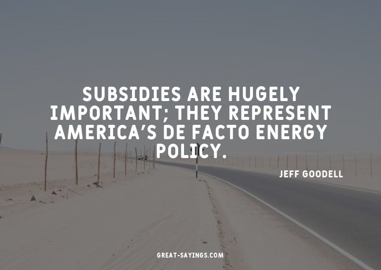 Subsidies are hugely important; they represent America'