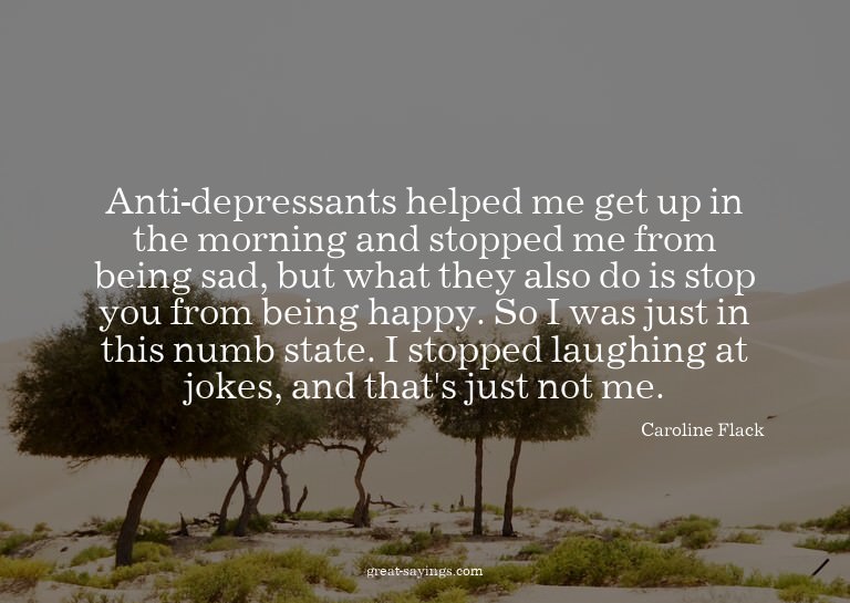 Anti-depressants helped me get up in the morning and st