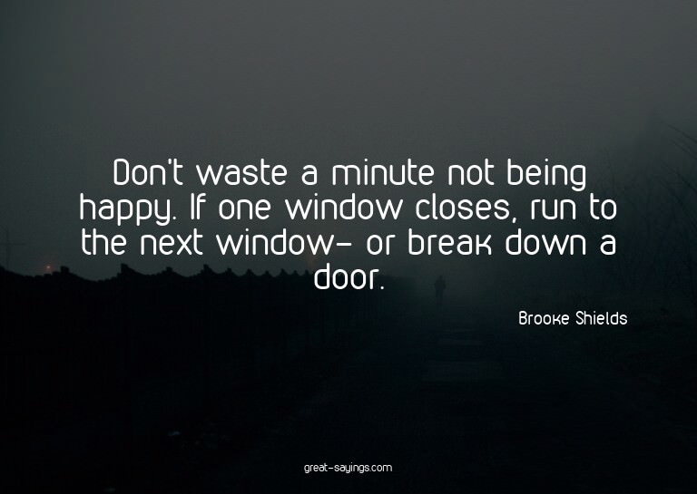 Don't waste a minute not being happy. If one window clo
