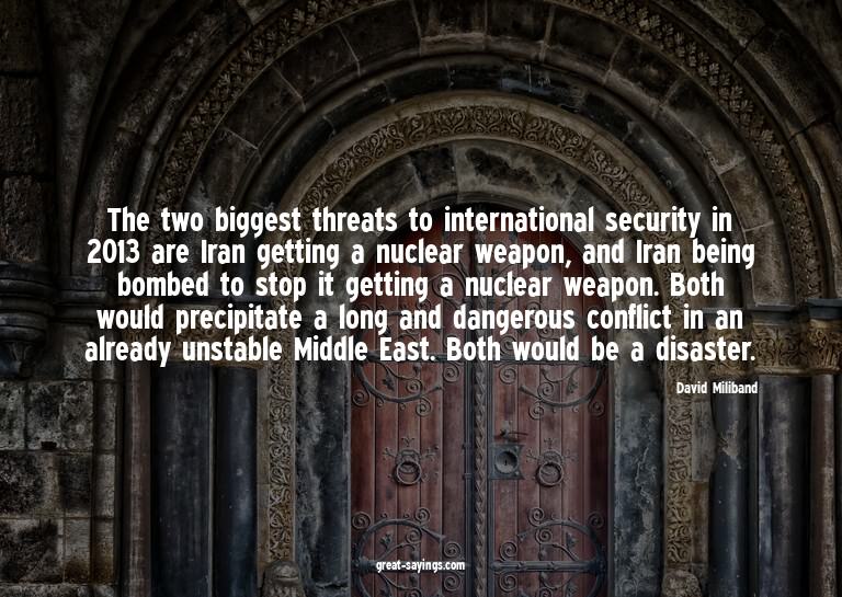 The two biggest threats to international security in 20