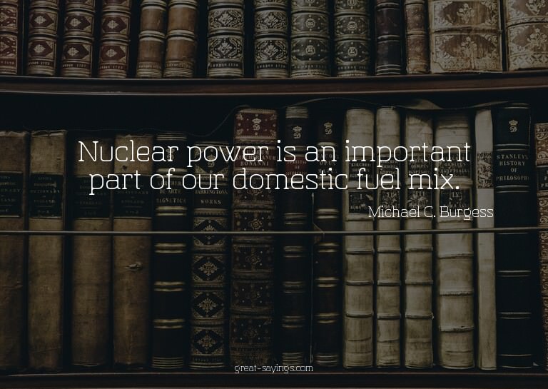 Nuclear power is an important part of our domestic fuel