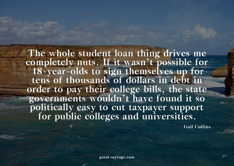 The whole student loan thing drives me completely nuts.