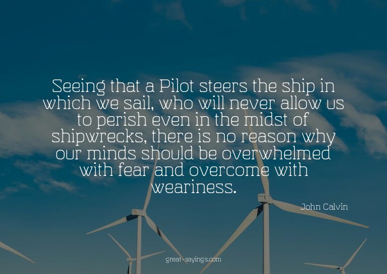 Seeing that a Pilot steers the ship in which we sail, w