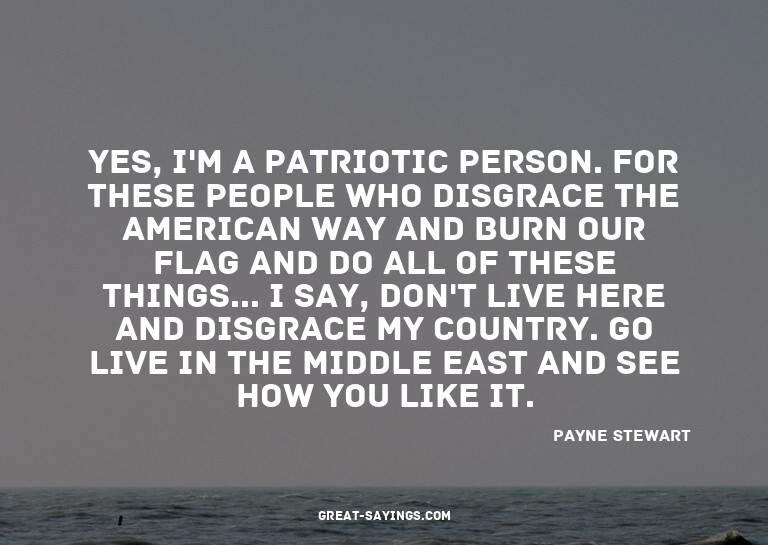 Yes, I'm a patriotic person. For these people who disgr