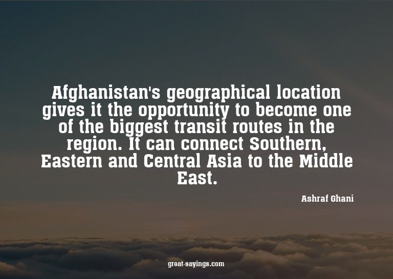 Afghanistan's geographical location gives it the opport