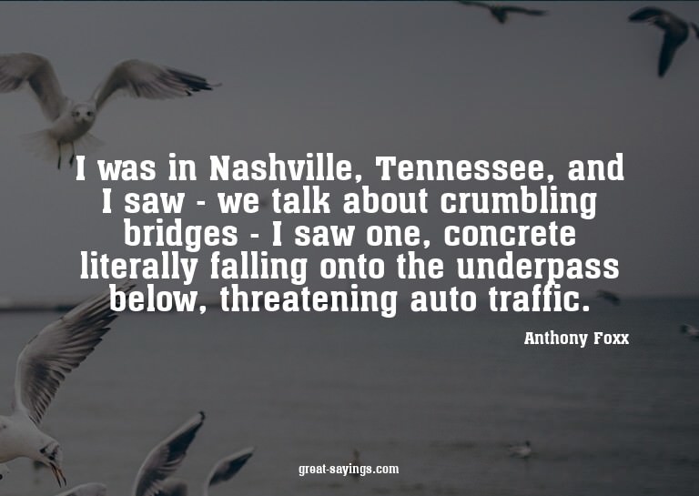 I was in Nashville, Tennessee, and I saw - we talk abou