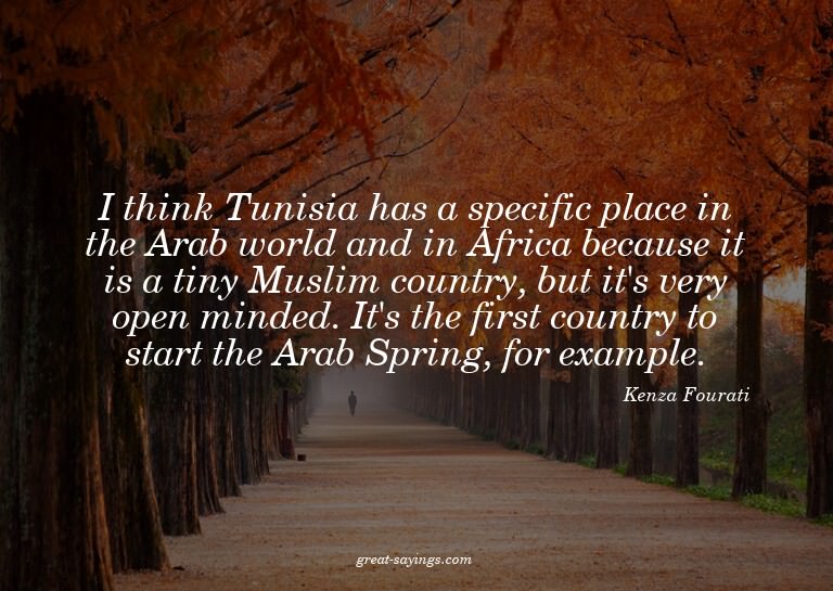 I think Tunisia has a specific place in the Arab world