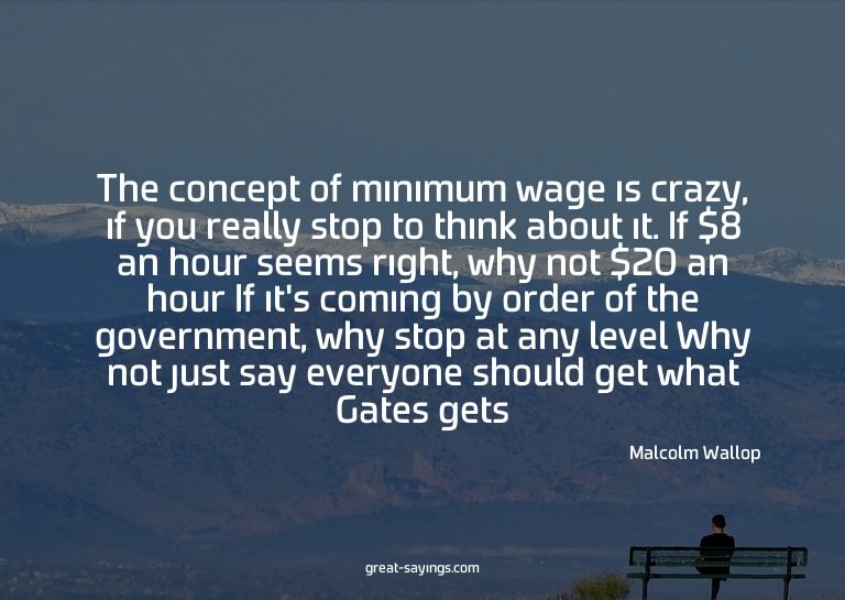 The concept of minimum wage is crazy, if you really sto
