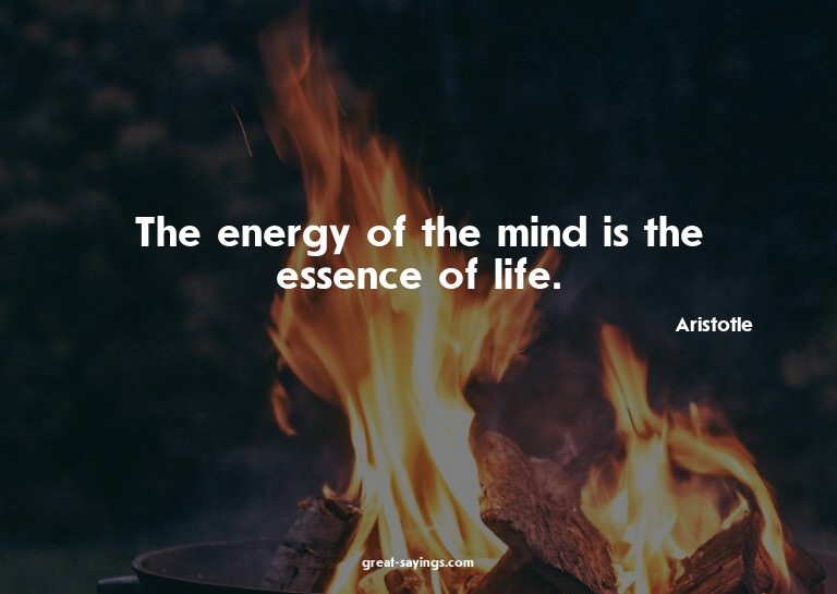 The energy of the mind is the essence of life.

